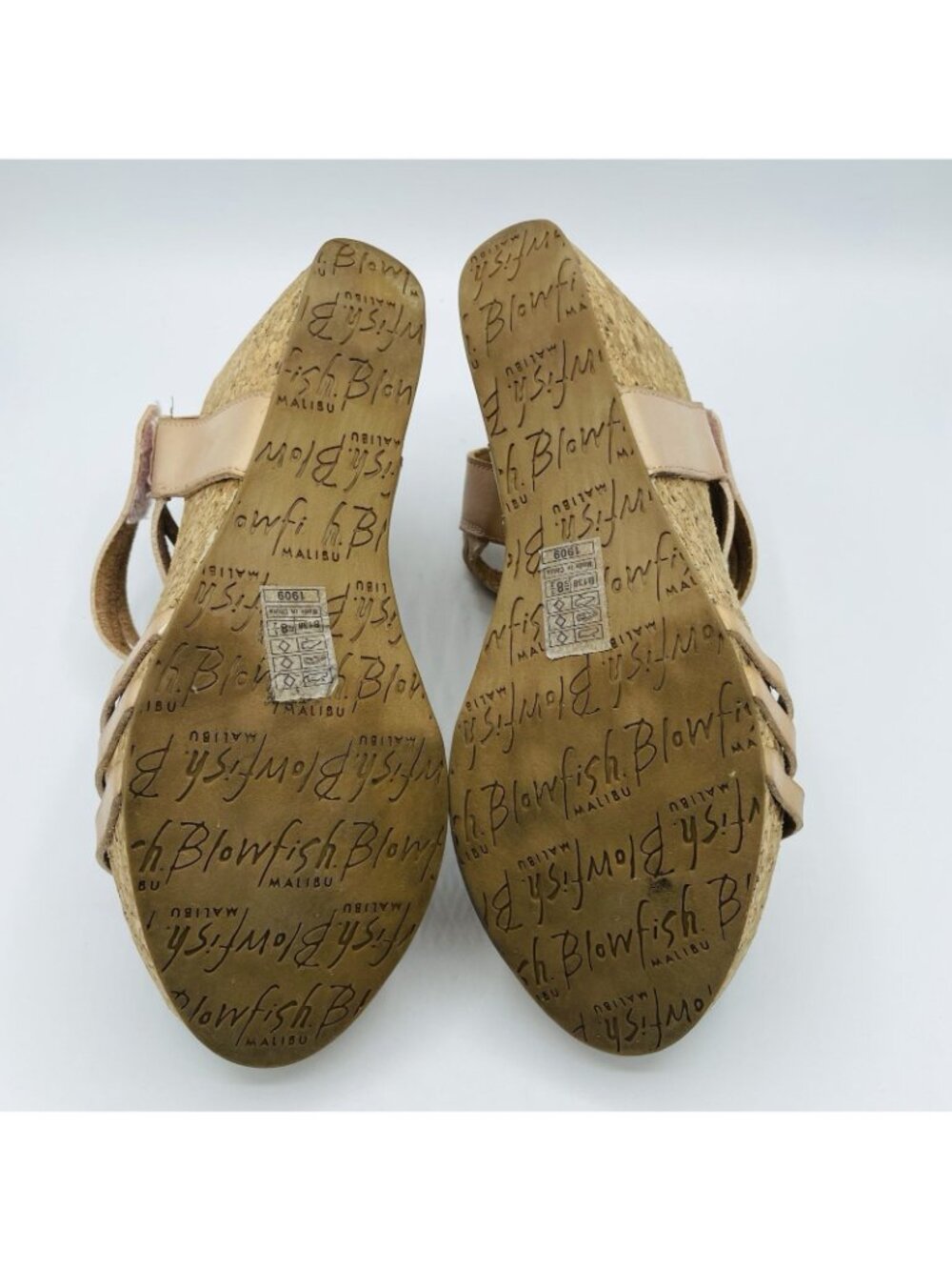 Blowfish Malibu Womens Shoes Size 8.5 Brown Cork Wedge High Heels Casual Strappy - Picture 9 of 11